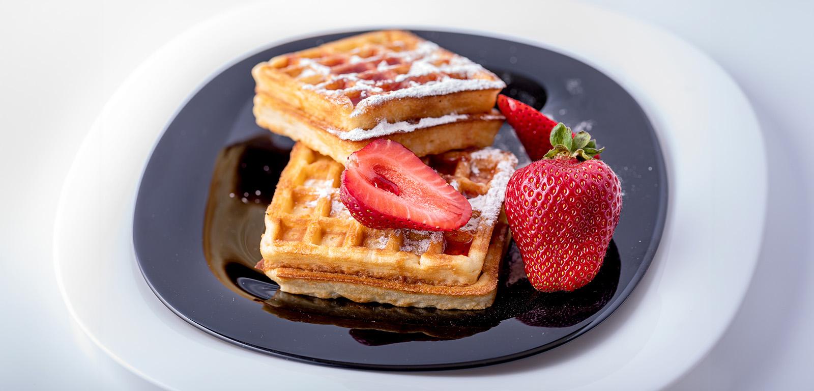 Belgian Waffle With Strawberries
